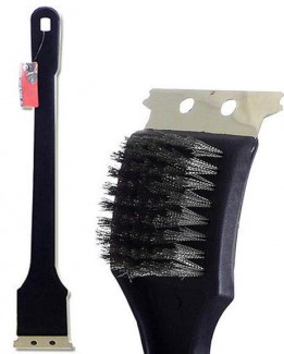 18 Inch BBQ Grill Brush with Metal Bristles and Steel Scraper for Safe Grill Cleaning