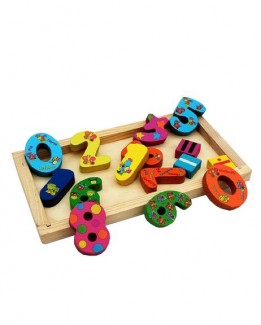 Wooden Counting Block Board with Numbers 0-9 and Math Symbols for Kids Learning
