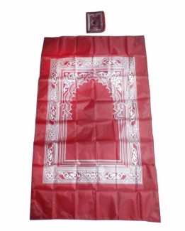 Pocket Prayer Matt With Qibla Finder - RED