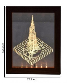 Burj Khalifa Acrylic LED Frame with Wooden Base and USB Cable, Brown Price in Pakistan | LAPTAB