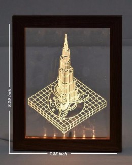 Burj Khalifa Acrylic LED Frame with Wooden Base and USB Cable, Brown Price in Pakistan | LAPTAB