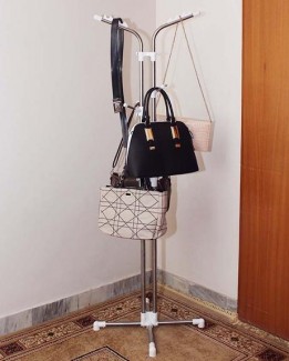 Stainless Steel Clothes and Handbag Rack Silver