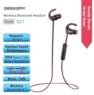 Geekery Snow E21 Wireless Bluetooth Earphones with Magnetic Design, Sweat Proof, Built-in Mic Price in Pakistan | LAPTAB