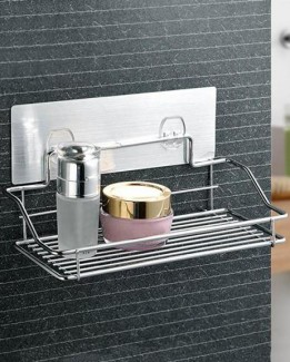 Chromed Metal Removable Storage Rack with Reusable Magic Sticker, No Drilling Needed Price in Pakistan | LAPTAB