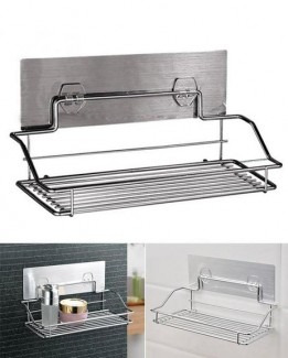 Chromed Metal Removable Storage Rack with Reusable Magic Sticker, No Drilling Needed Price in Pakistan | LAPTAB