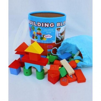 Wooden Advanced Building Block Set, 50 Pieces, Safe Water-Based Paint, Develops Motor Skills and Creativity Price in Pakistan | LAPTAB