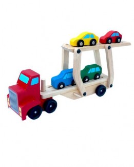 01 Carrier Truck and 4 Cars Wooden Toy Set with Adjustable Carrier Holder for Kids Price in Pakistan | LAPTAB