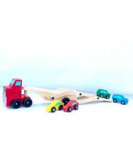 01 Carrier Truck and 4 Cars Wooden Toy Set with Adjustable Carrier Holder for Kids Price in Pakistan | LAPTAB