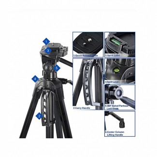 Weifeng WT-3520 Professional Camera Tripod with Bubble Level and 3-Section Aluminum Legs Price in Pakistan | LAPTAB