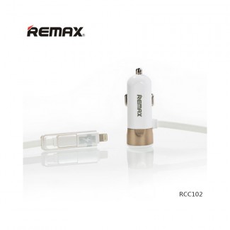 Remax Fast 8 3.4A Single USB Car Charger with 2-in-1 Micro USB and Lightning Cable