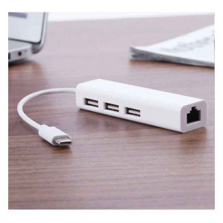 Type-C USB 3.1 Hub with 3 USB 2.0 Ports and 100M RJ45 Ethernet LAN Adapter Price in Pakistan | LAPTAB