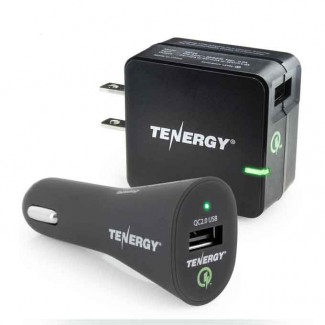 Tenergy 18W Adaptive 2.0 AC and Car Charger with Qualcomm Quick Charge 2.0