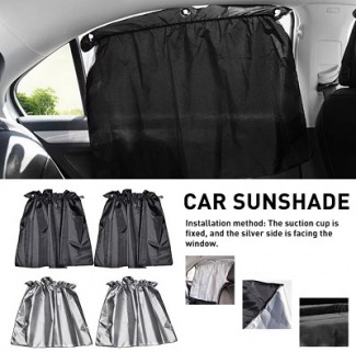 Car Sunshade Curtain with Sucker Fixing, Silver Coating Cloth for All Vehicles Price in Pakistan | LAPTAB