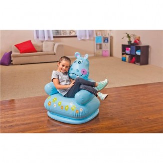 Intex Happy Animal Kids Air Chair with Pump, Blue, Soft Plush Cartoon Design Price in Pakistan | LAPTAB