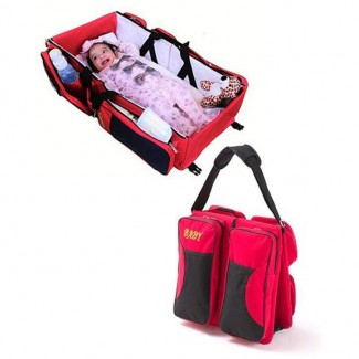Foldable Baby Travel Bed Bag with Diaper Changer, Waterproof, 6 Storage Pockets Price in Pakistan | LAPTAB