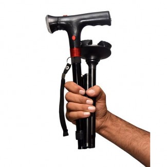 Adjustable Walking Stick with Alarm, 3 LED Lights, Foldable with Carry Bag Price in Pakistan | LAPTAB
