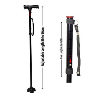 Adjustable Walking Stick with Alarm, 3 LED Lights, Foldable with Carry Bag Price in Pakistan | LAPTAB
