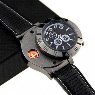 Digital USB Rechargeable Windproof Lighter Watch in Black ? Stylish Gift Price in Pakistan | LAPTAB
