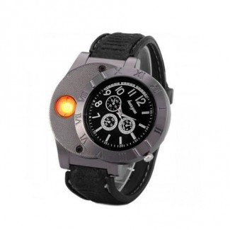 Digital USB Rechargeable Windproof Lighter Watch in Black ? Stylish Gift Price in Pakistan | LAPTAB