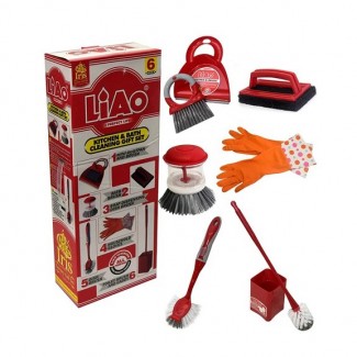 LIAO Kitchen and Bath Cleaning Set with Brushes, Dustpan, Gloves, and Caddy Price in Pakistan | LAPTAB