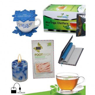 The Gratitude Package: Organic Herbal Tea, Aloe Foot Mask, Candle, Coasters & Journal Price in Pakistan | LAPTAB