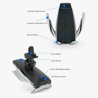 S6 Smart Sensor Car Wireless Charger with Mobile Holder, Air Vent Mount, Qi-Compatible Price in Pakistan | LAPTAB
