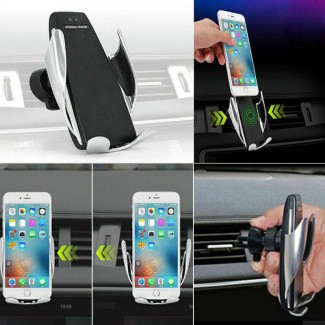 S6 Smart Sensor Car Wireless Charger with Mobile Holder, Air Vent Mount, Qi-Compatible Price in Pakistan | LAPTAB
