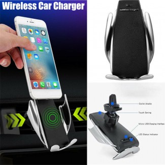 S6 Smart Sensor Car Wireless Charger with Mobile Holder, Air Vent Mount, Qi-Compatible Price in Pakistan | LAPTAB