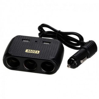 Universal In Car USB Charger with Three Power Sockets, Black Plastic Price in Pakistan | LAPTAB
