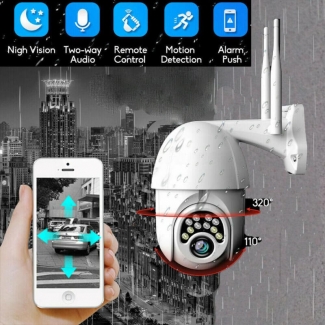 WIFI Outdoor HD 1080P Waterproof PTZ IP Security Camera with Two-Way Audio and Night Vision Price in Pakistan | LAPTAB