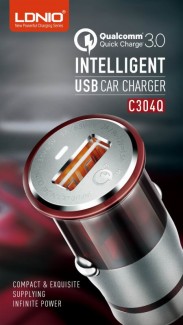 LDNIO C304Q Qualcomm 3.0 Quick Charge Car Charger 3A Output with Lightning to USB Cable Price in Pakistan | LAPTAB