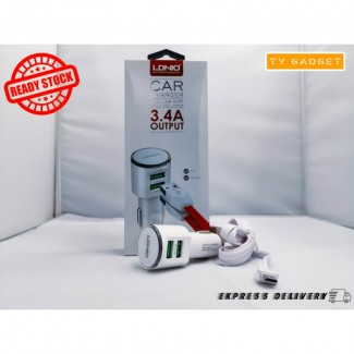 LDNIO 3.4A Dual 2 USB Auto USB Car Charger + LED Indicator