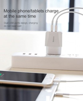 Baseus Mini Dual USB Charger 2.1A Mn02 Portable Fast Charging Adapter Price in Pakistan | LAPTAB