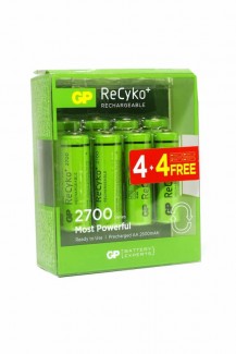 GP Power AA 2700mAh Rechargeable Battery 8 Cell Pack, Precharged High Capacity