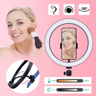 26cm LED Ring Light with 10 Brightness Levels, USB Power, Adjustable Tripod & Phone Holder Price in Pakistan | LAPTAB