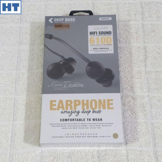 Remax RM 610D Stereo Handsfree Earbuds with Neodymium Magnets and Rubber Earbuds Price in Pakistan | LAPTAB
