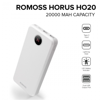 ROMOSS Horus HO20 20000mAh Power Bank with LED Display Dual USB Fast Charger Price in Pakistan | LAPTAB