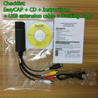 Easy Cap USB Video Capture Device with USB 2.0, NTSC/PAL Support, No External Power Needed