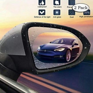 2 Pack Oval Car Rearview Mirror Protective Film Waterproof