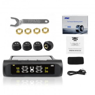 Tire Pressure Monitor System with Temperature Gauge, Solar Powered, Wireless Sensors
