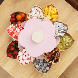 Stylish Flower-Shaped Dry Fruit and Nimko Storage Box with 2 Layers, 10 Compartments Price in Pakistan | LAPTAB