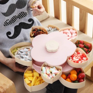Stylish Flower-Shaped Dry Fruit and Nimko Storage Box with 2 Layers, 10 Compartments Price in Pakistan | LAPTAB