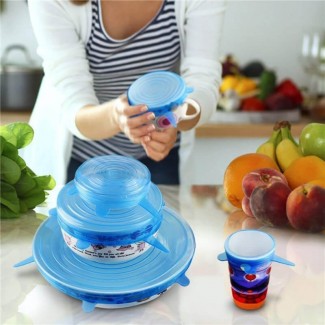 6 Pieces Silicone Stretch Lids Set, Dishwasher Safe, 6 Sizes for Bowls and Glasses Price in Pakistan | LAPTAB