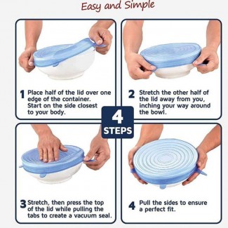6 Pieces Silicone Stretch Lids Set, Dishwasher Safe, 6 Sizes for Bowls and Glasses Price in Pakistan | LAPTAB