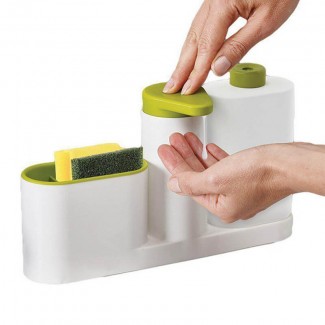 Set of 3 Sink Tidy Sey Plus with Soap Pump and Multipurpose Storage for Brushes and Sponges Price in Pakistan | LAPTAB