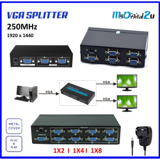 VGA Splitter 4 Port 200 MHz with DC 5V Power Adapter, Supports 1920x1440 Resolution Price in Pakistan | LAPTAB