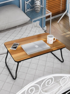 Bamboo Wooden Foldable Table Tray with Raised Edges, Portable and Adjustable for Laptop, Food Serving, and Study Price in Pakistan | LAPTAB