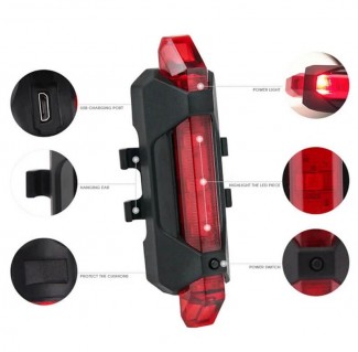 Portable USB Rechargeable Red Bicycle Tail Light with Waterproof Design and 5-Hour LED Safety Lamp Price in Pakistan | LAPTAB