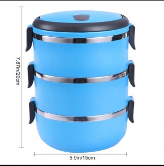 3 Layers Stainless Steel Food Container with Leak-Proof Seal and Carry Handle Price in Pakistan | LAPTAB