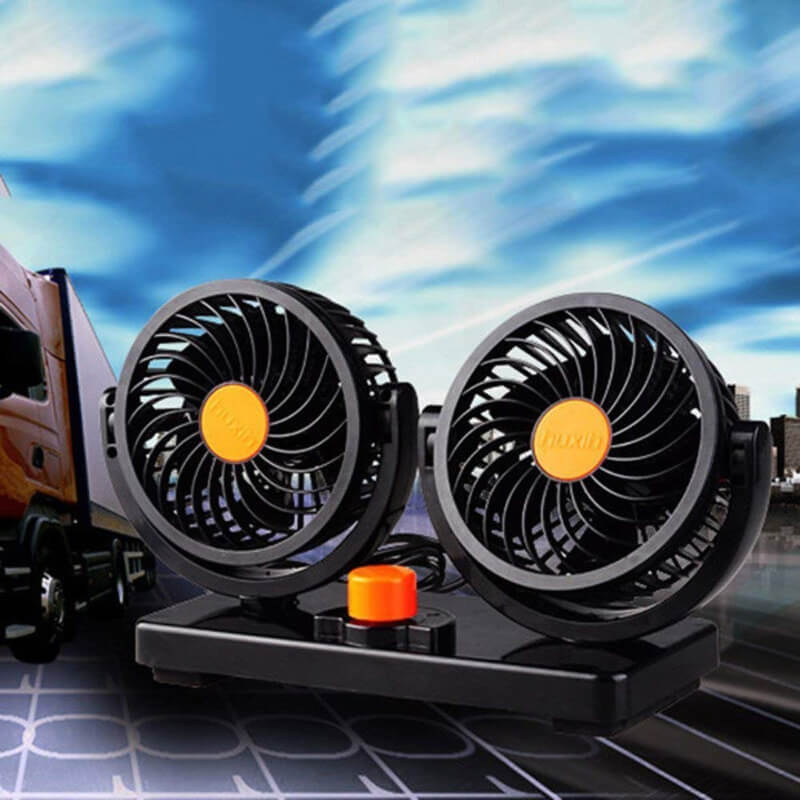 Dual Head Electric Car Fan with 360? Adjustable Rotation for Cooling and Air Circulation